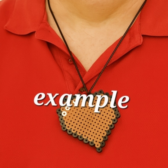 2 Bead Perler Heart Necklace Handmade - Picture 3 of 3